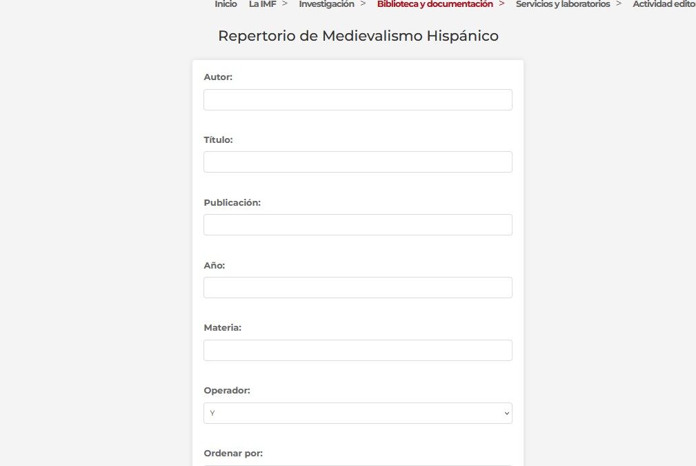 Accessible la base de dades Repertorio de Medievalismo Hispánico